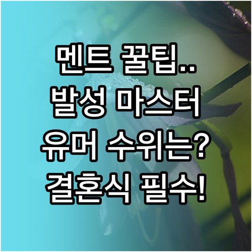 결혼식 사회자 멘트 작성부터 발성 유..