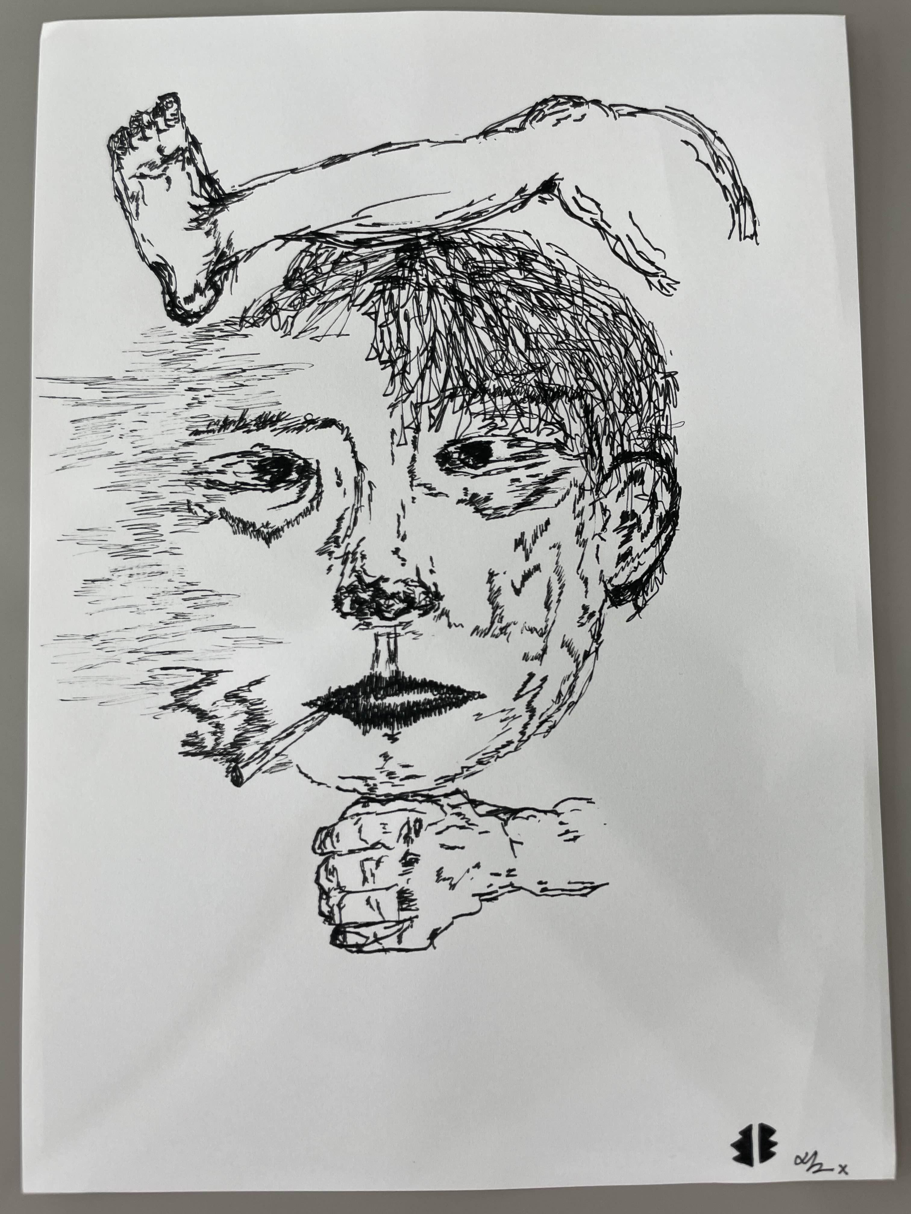 얼굴 두들링 그림