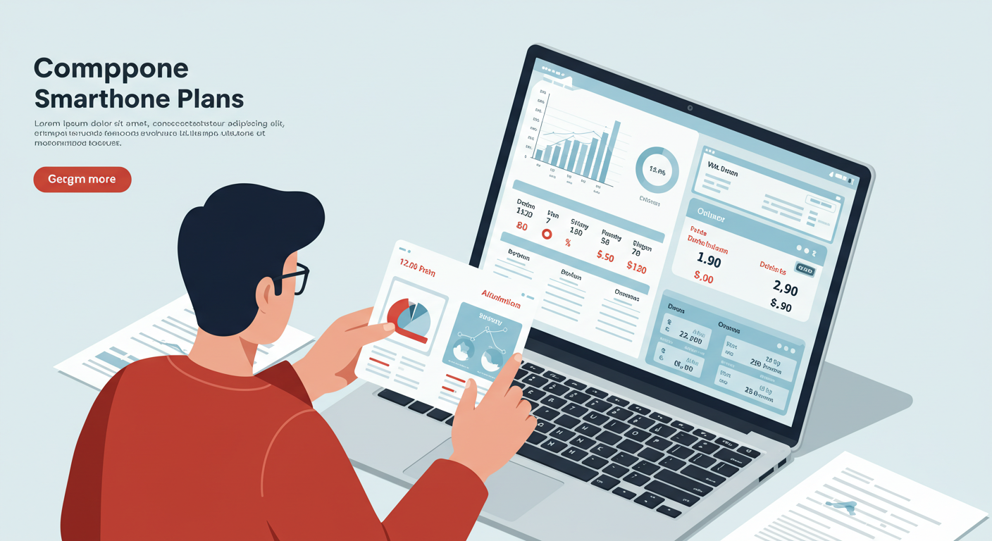 요금제를 비교하는 사람의 일러스트