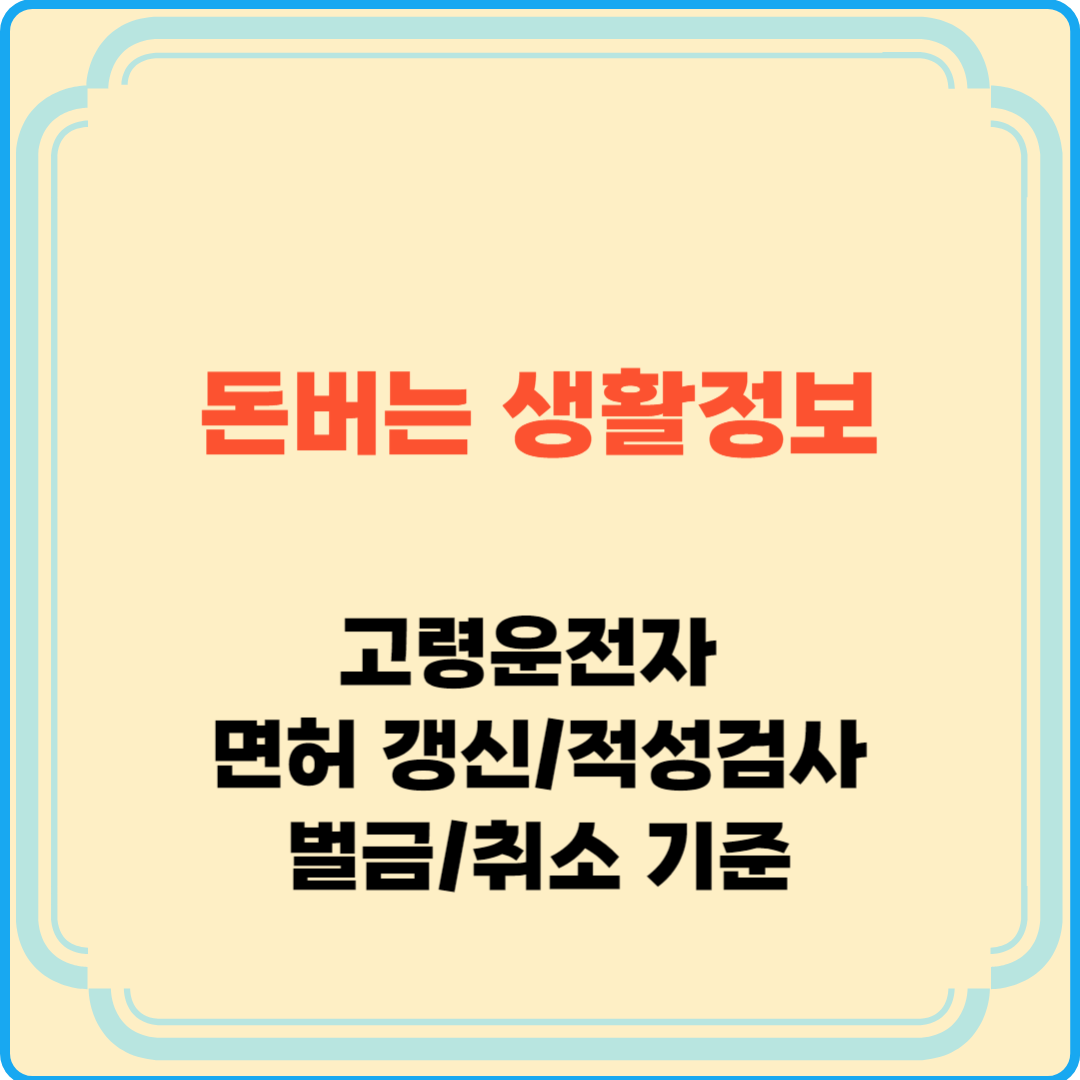고령운전자 면허 갱신 완벽 가이드 적성검사, 벌금, 취소 기준
