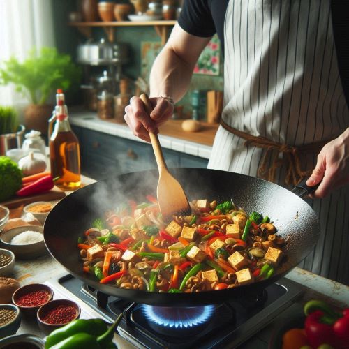 두부두루치기를 요리하고 있다.