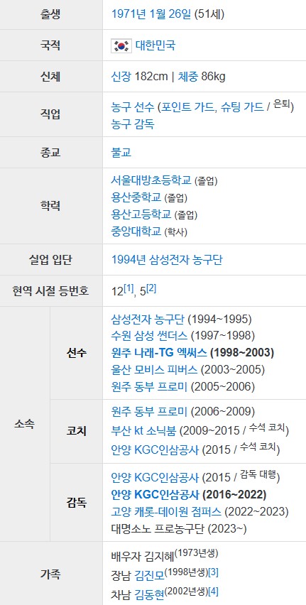 소노인터내셔널 김승기 초대감독 프로필 나이 경력