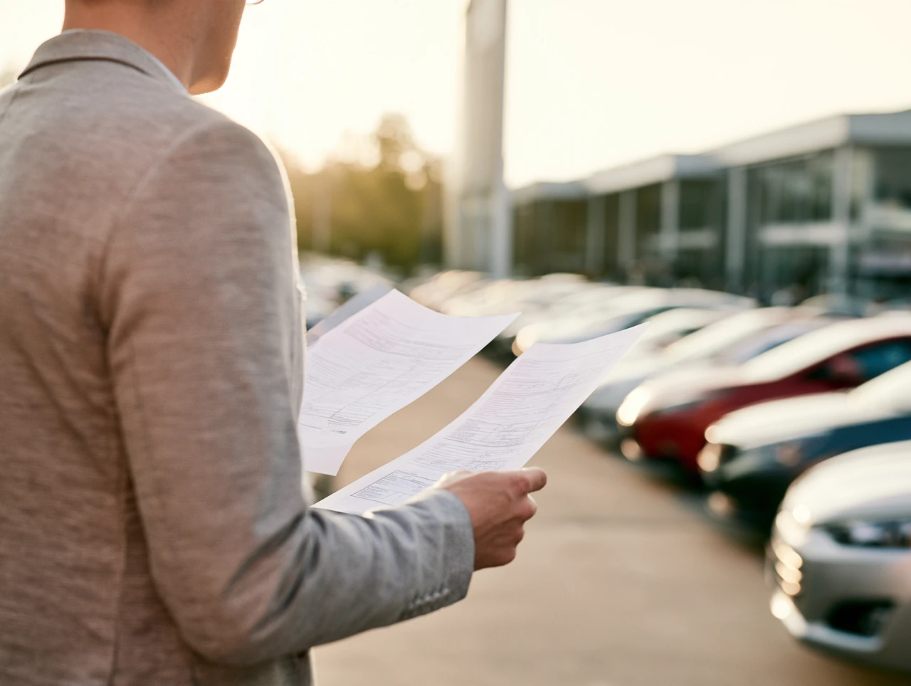 Buyer compares vehicle quotes at a dealership for the 2026 외제차 국산차 차이 구매 가이드.