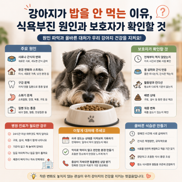 강아지 식욕부진의 원인 인포그라피
