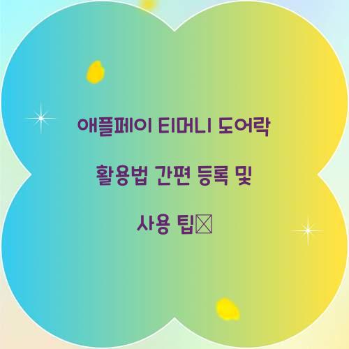 애플페이 티머니 도어락