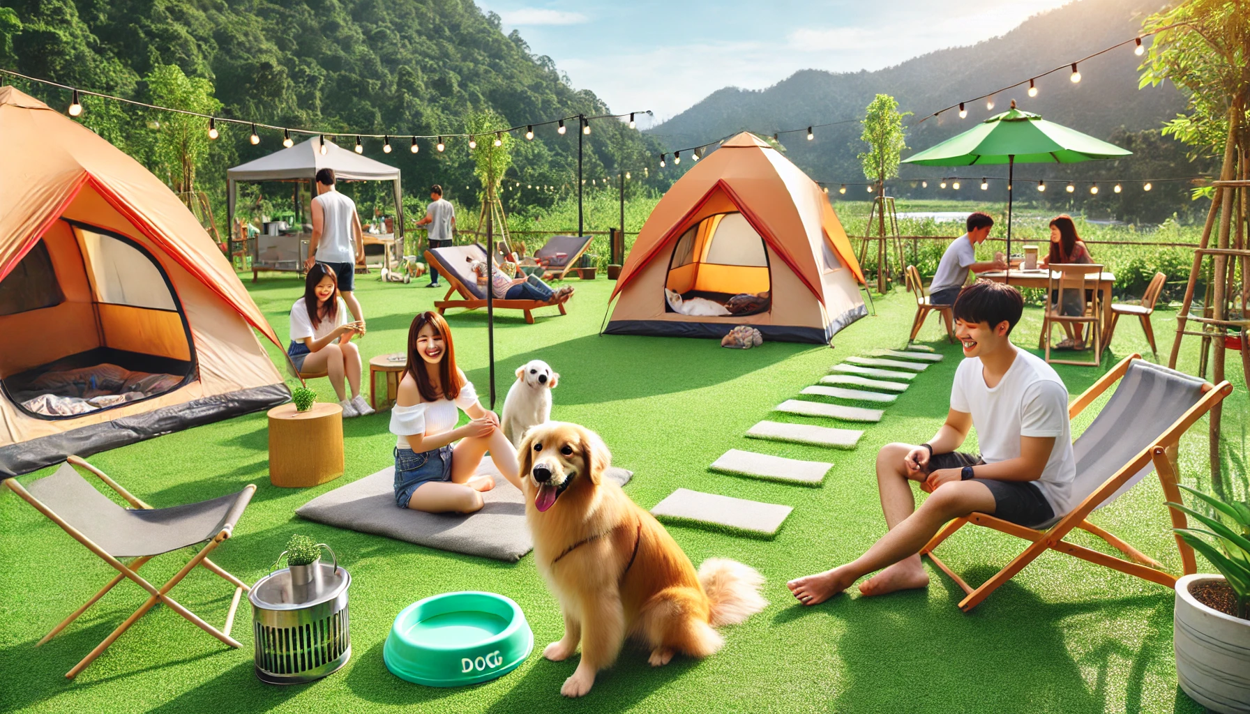 사람,반려견,반려동물 전용 캠핑장 모습