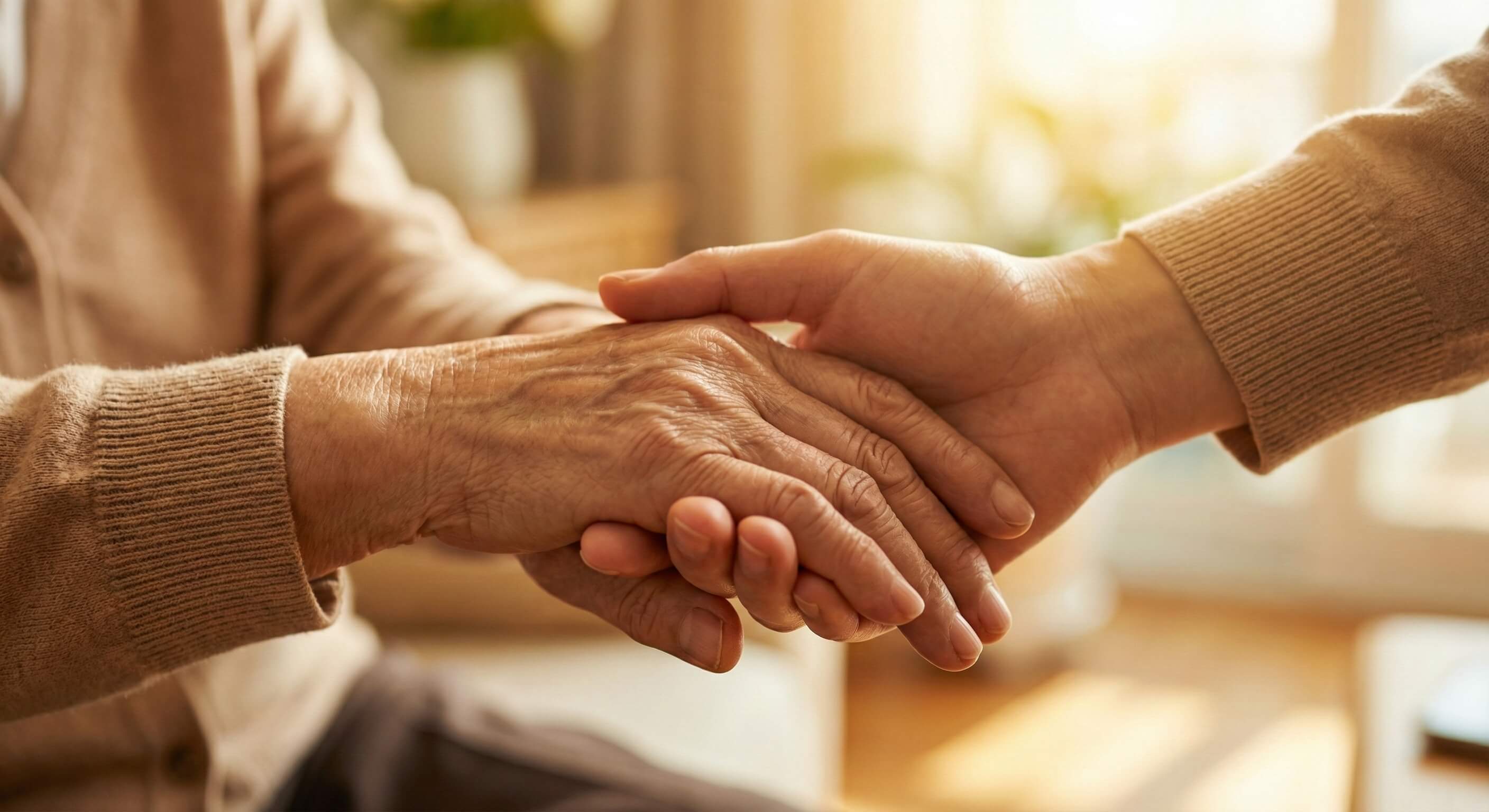 어르신의 손을 잡은 모습