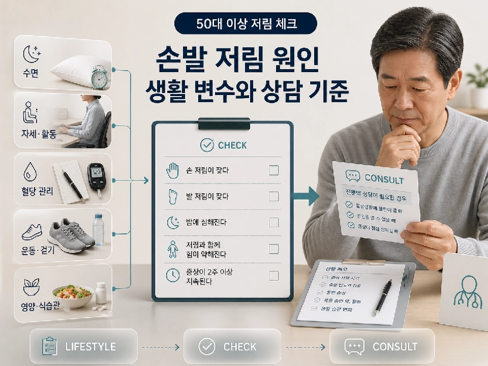 50대 손발 저림이 반복될 때 혈당&middot;혈압&middot;목디스크 중 먼저 볼 것