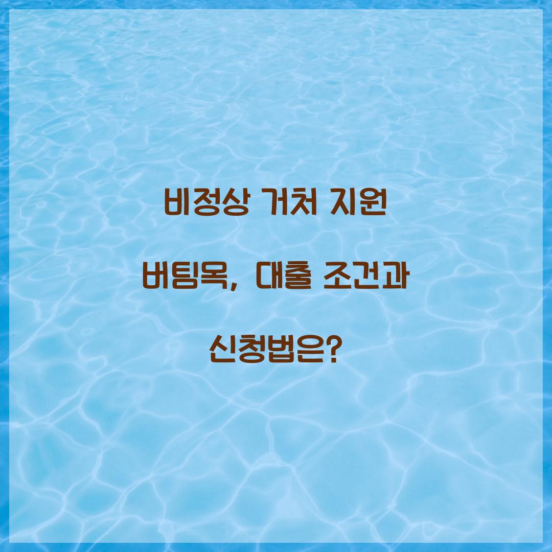 비정상 거처 지원 버팀목