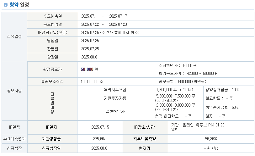 대한조선공모주상장일은 언제?