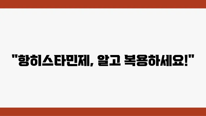 항히스타민제 종류와 부작용! 복용 전 반드시 알아야 할 정보