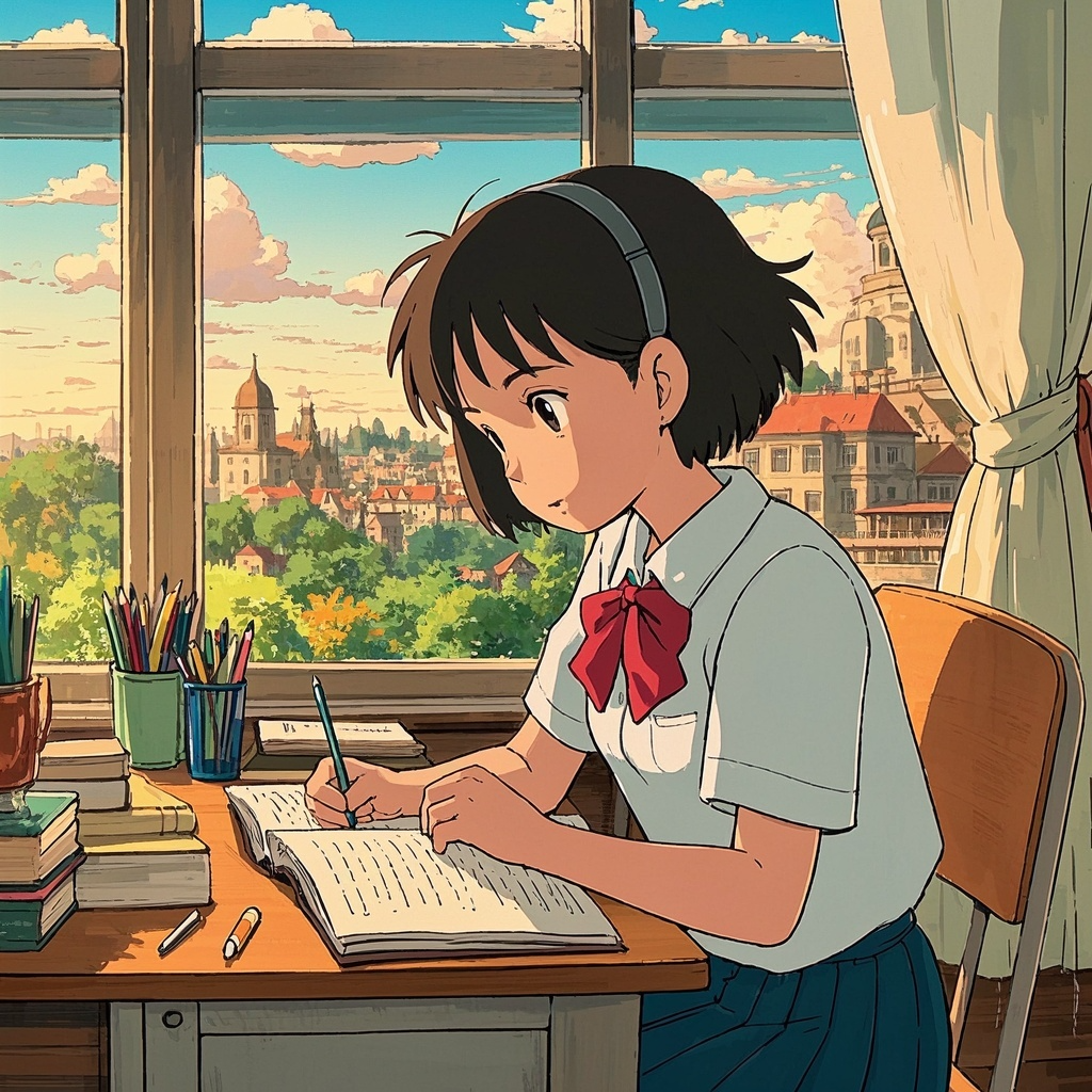 공부하는 여고생3