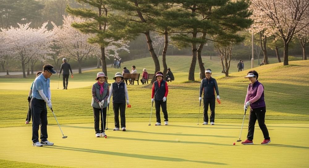 파크골프 즐기는 중장년층 사진