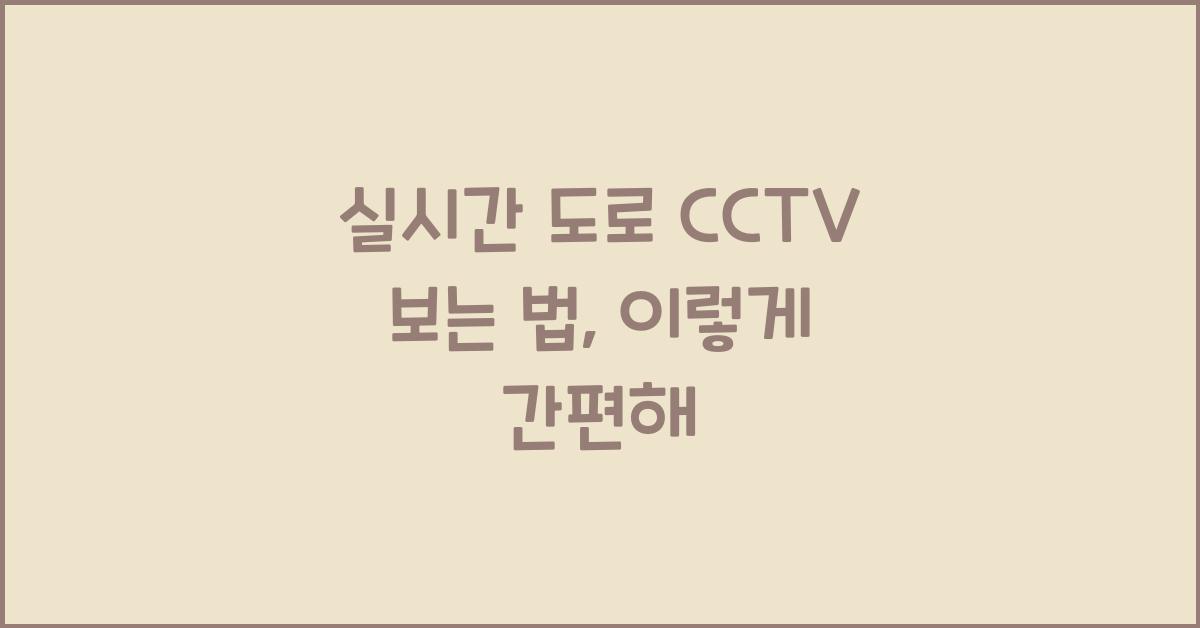 실시간 도로 cctv 보는 법