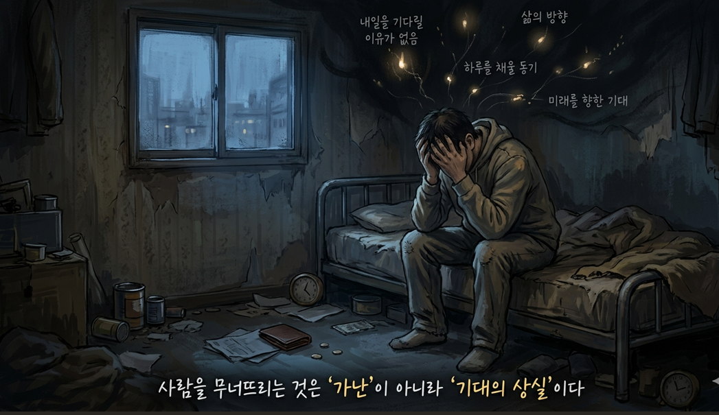 사람을 무너뜨리는 것은 &lsquo;가난&rsquo;이 아니라 &lsquo;기대의 상실&rsquo;이다