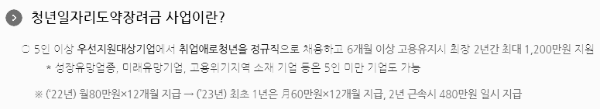 청년일자리도약장려금 지원 사업