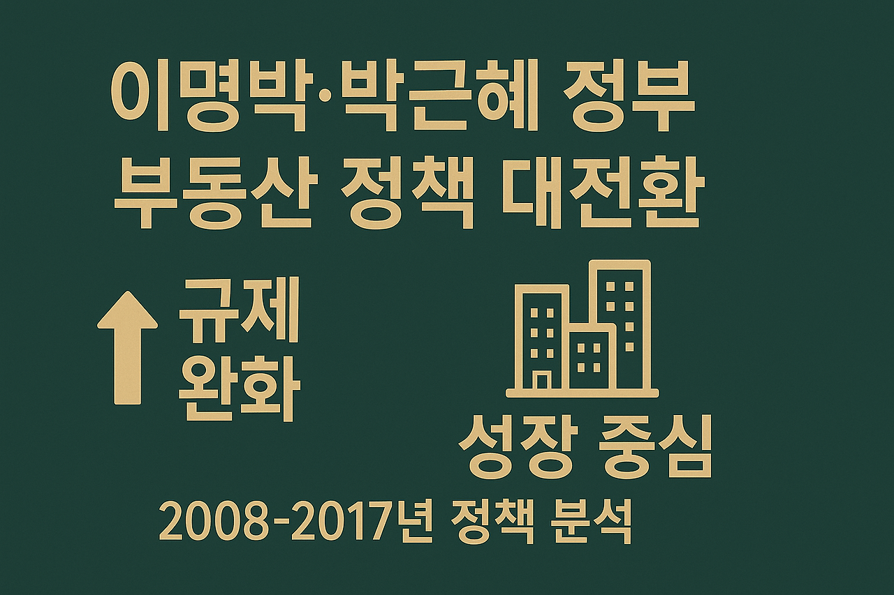 이명박·박근혜 정부 부동산 정책 대전환 분석 - 규제 완화와 성장 중심 정책 2008-2017년 완벽 분석 인포그래픽"