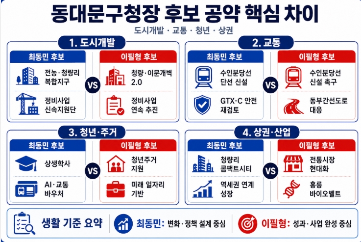 제9회 지방선거 서울 동대문구청장 후보 공약 비교