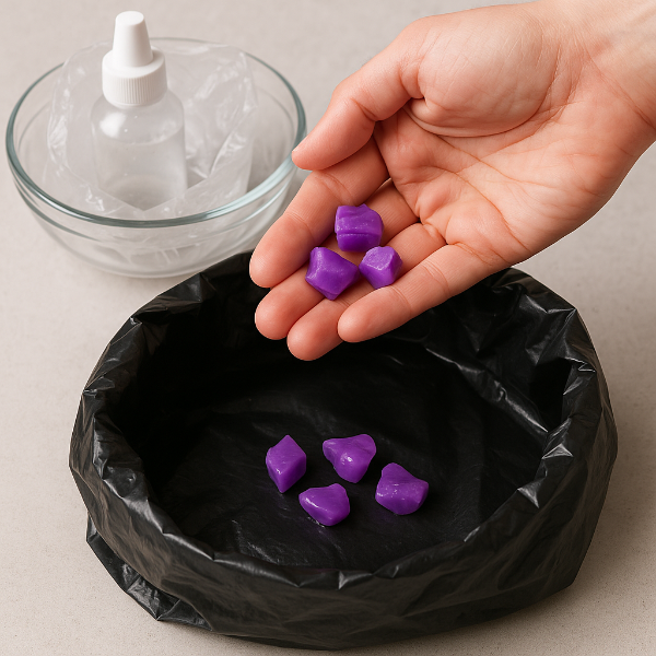 슬라임 잘라서 버리는 사진