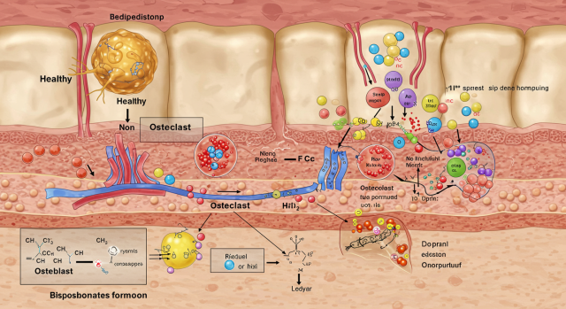 데노수맙 주사가 파골세포 활동을 억제하는 그래픽