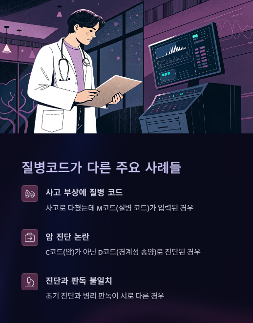 질병코드가 다른 주요 사례들