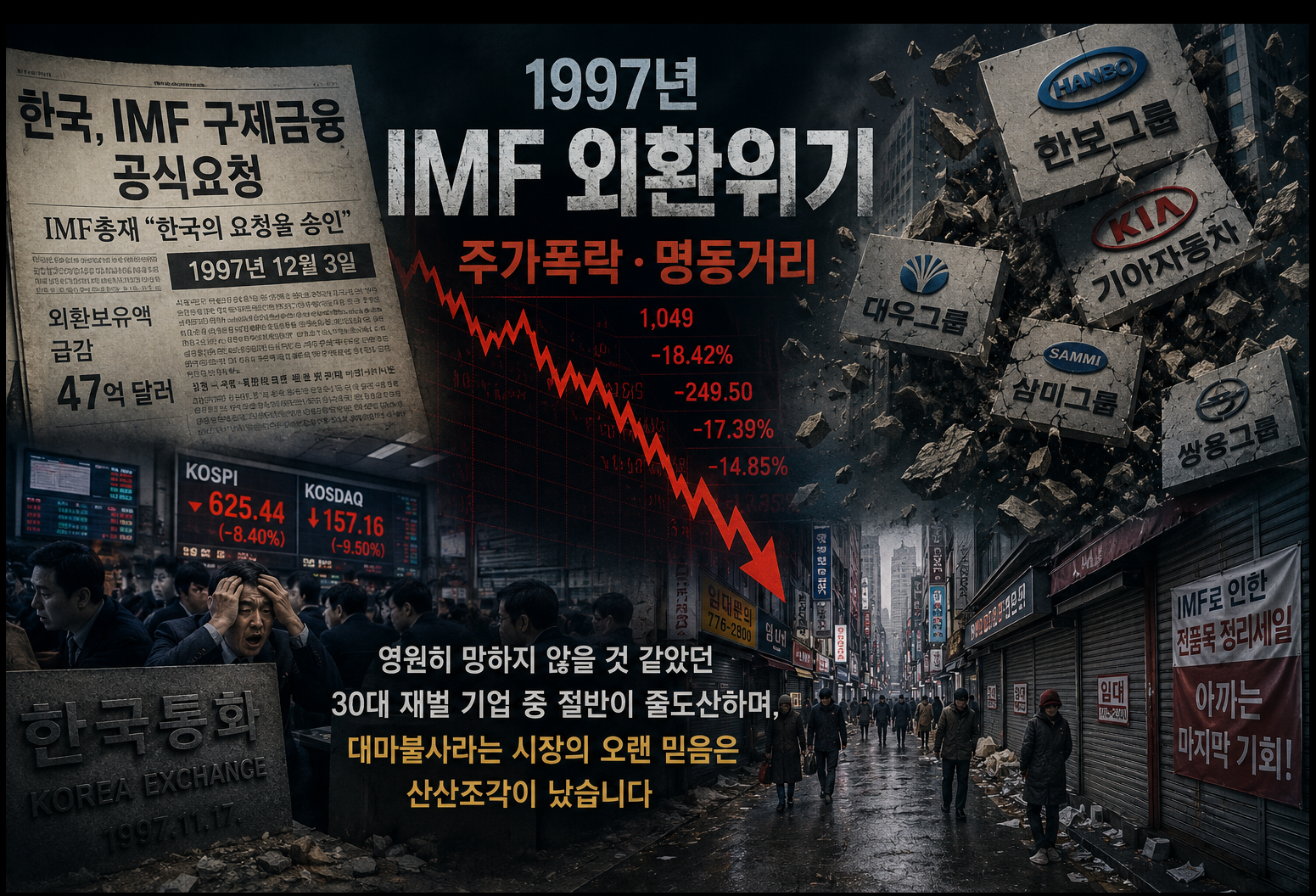 1997년 imf 외환위기, 주가폭락, 명동거리