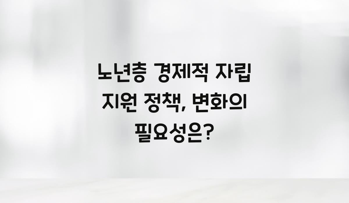 노년층 경제적 자립 지원 정책