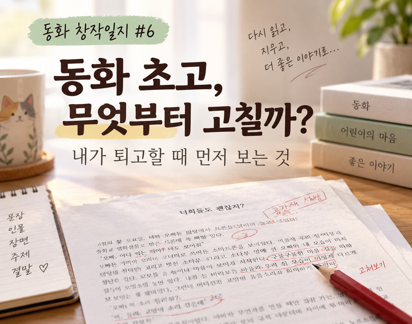 동화 초고를 쓰고 난 뒤 문장과 인물, 장면을 고쳐가는 퇴고 과정