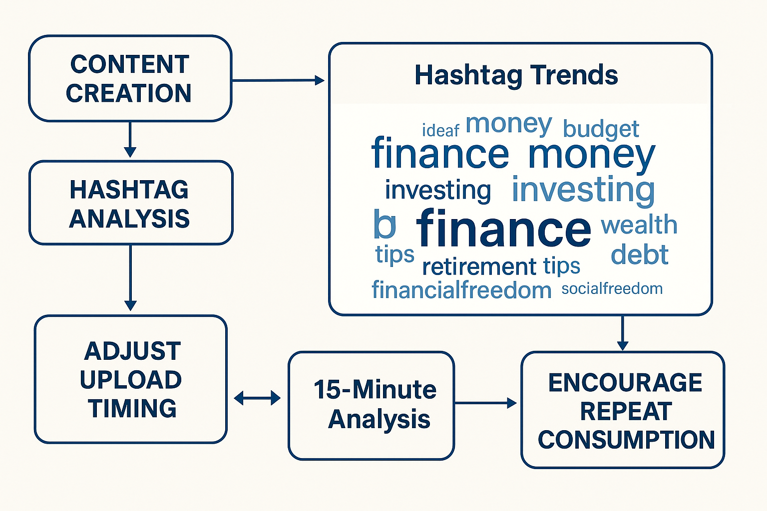 "콘텐츠 전략의 다양성과 알고리즘 최적화"에 대한 이미지입니다.