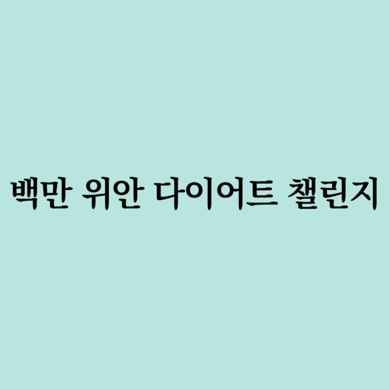 백만위안다이어트