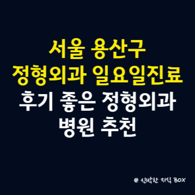 서울 용산구 정형외과 일요일 진료 병원, 후기 좋은 정형외과 병원 추천
