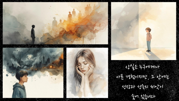 상실은 누구에게나 아픈 경험이지만, 그 안에는 성장과 성숙의 씨앗이 숨어 있습니다에 관한 그림