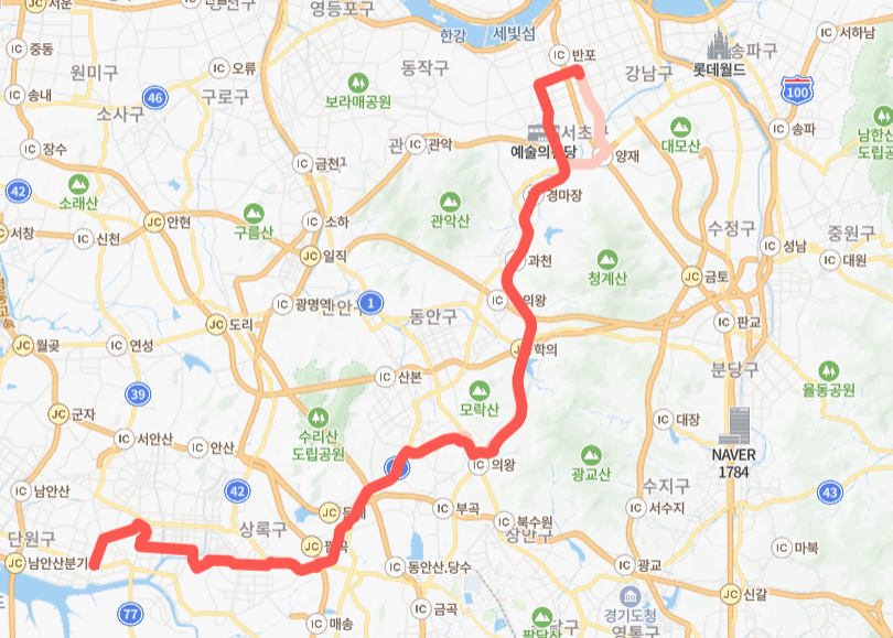 네이버지도-안산-3100번-버스-노선-지도