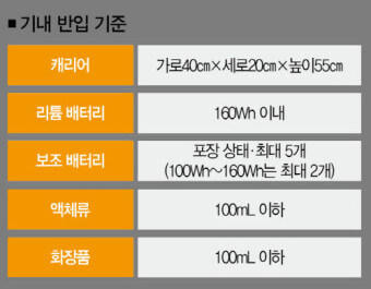 기내 반입 기준