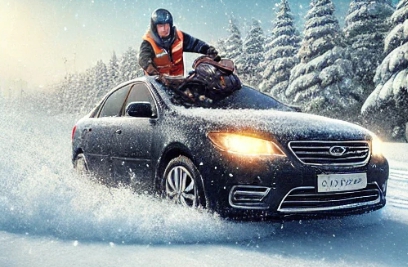 블랙아이스 구간에서 미끄러지는 차량의 모습