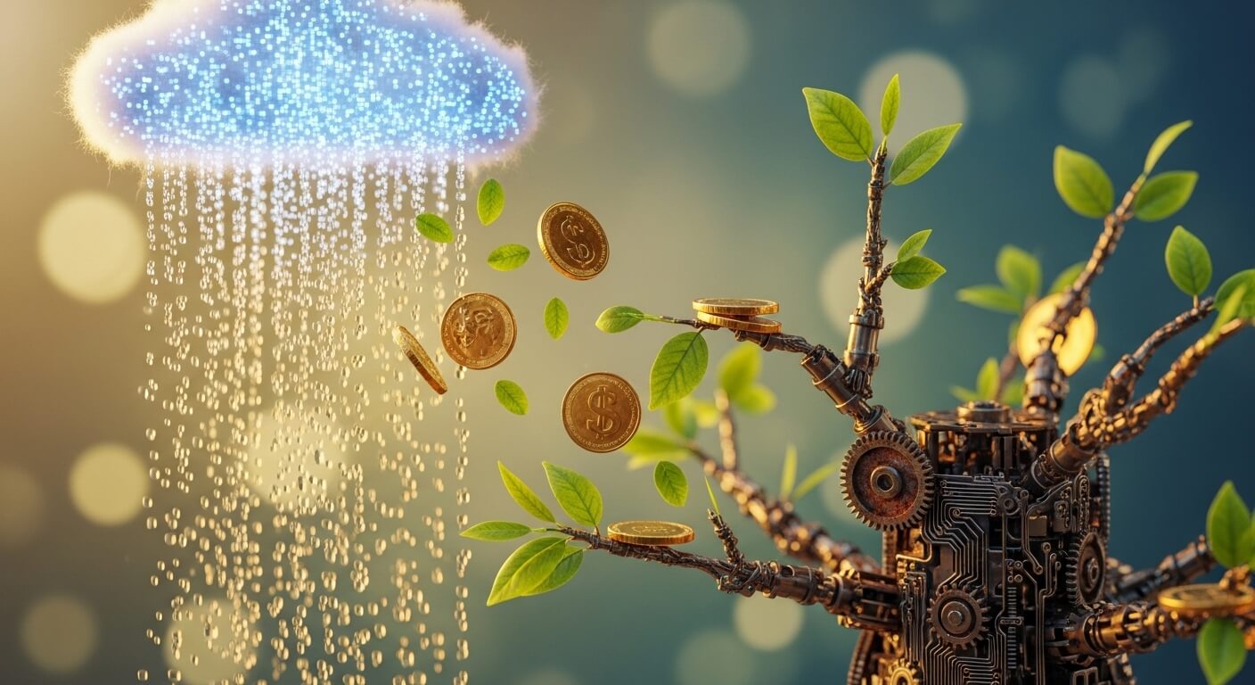 나무에 단비가 내리는 모습