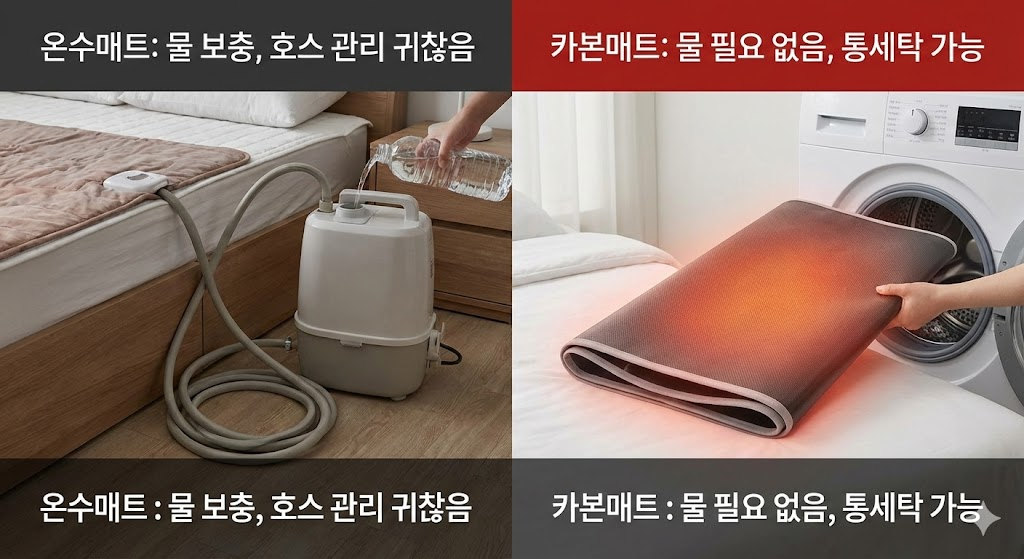 온수매트와 카본매트 비교