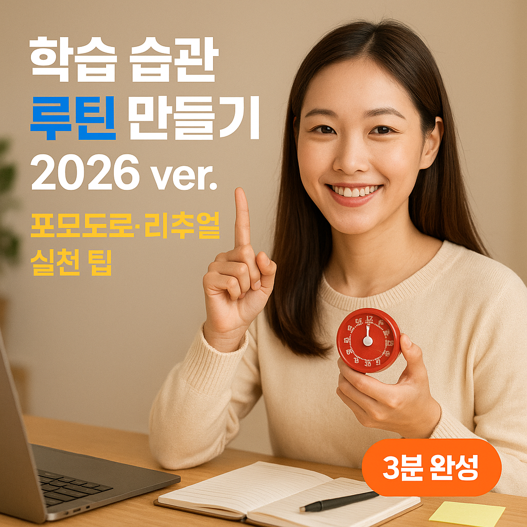 학습 습관 루틴 만들기 2026 ver. ｜ 포모도로&middot;리추얼 실천 팁