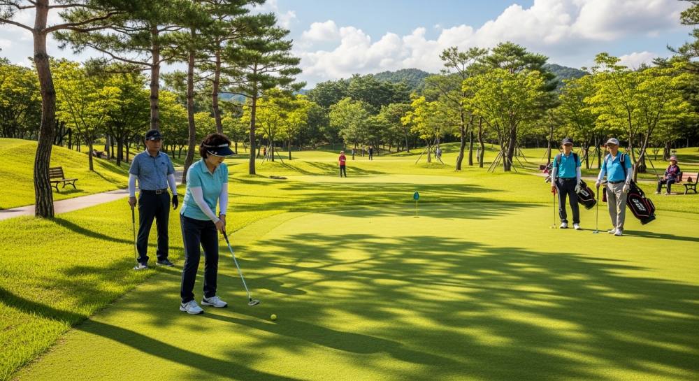 파크골프를 즐기는 중장년층 사진