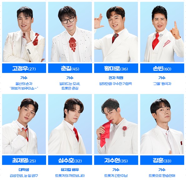 미스터트롯3 참가자/출연자/출연진 고정우, 춘길, 황마로, 손빈, 최재명, 심수호, 지수현, 강훈