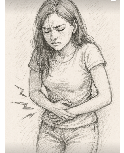 생리통으로 괴로워 하는 여성