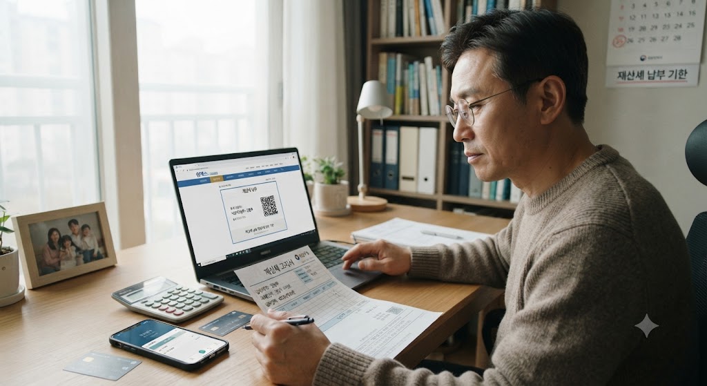 재산세 납부하는 모습