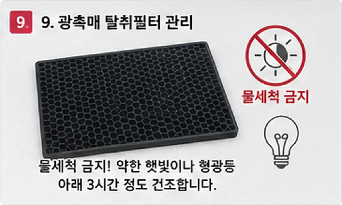 LG 시스템에어컨 광촉매 탈취필터 물세척 금지와 건조방법