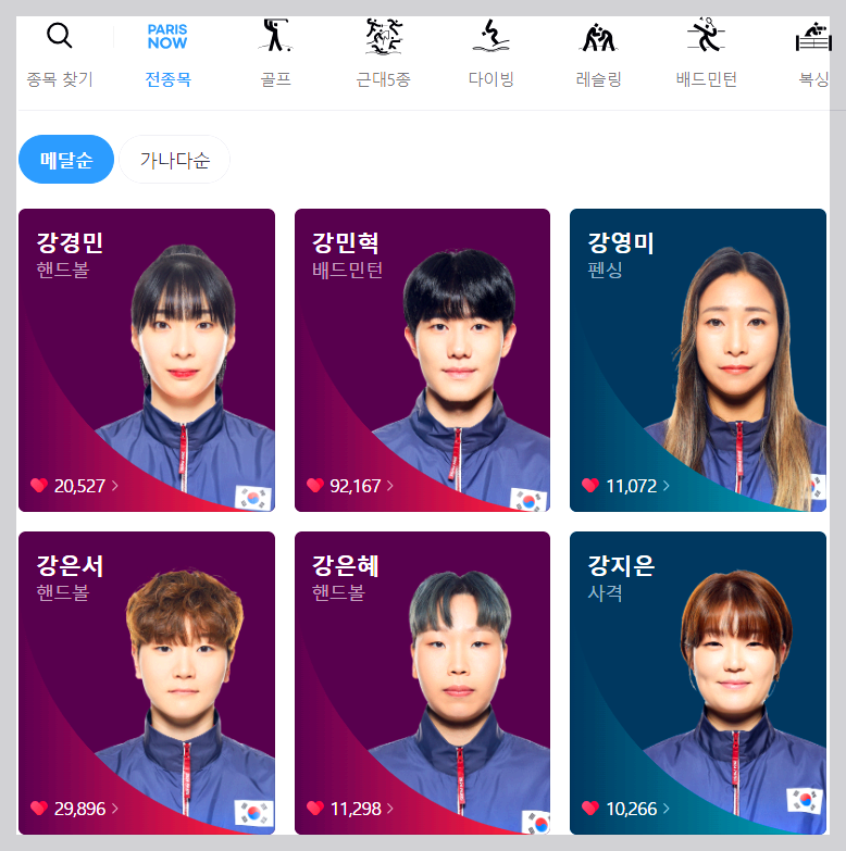 파리올림픽 선수명단