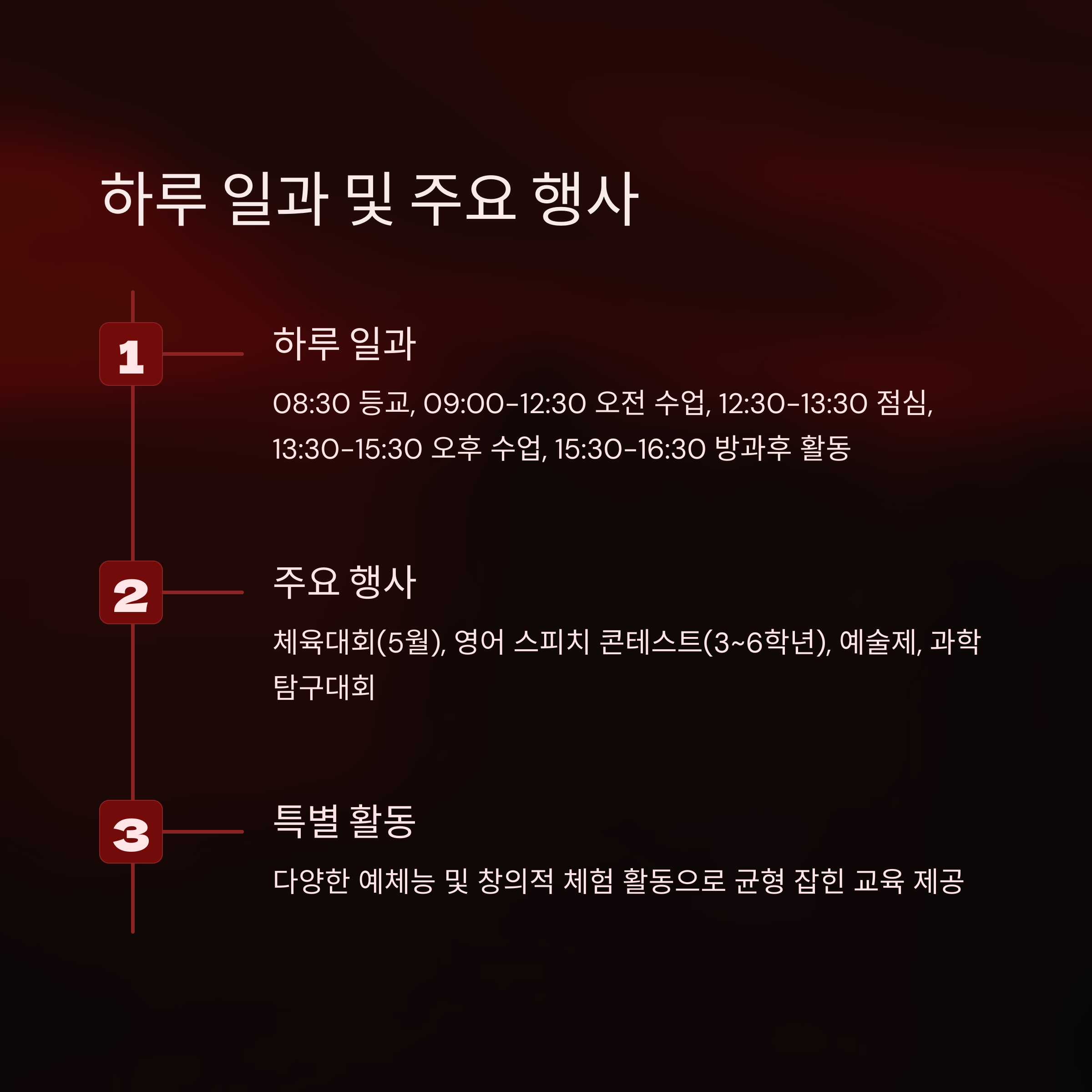 한양초등학교 하루 일과 및 주요 행사 – 등교, 수업 시간표, 방과후 활동, 체육대회 및 영어 스피치 콘테스트 정보