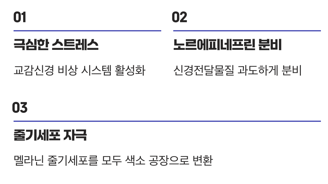 스트레스, 색소 공장을 공격하다