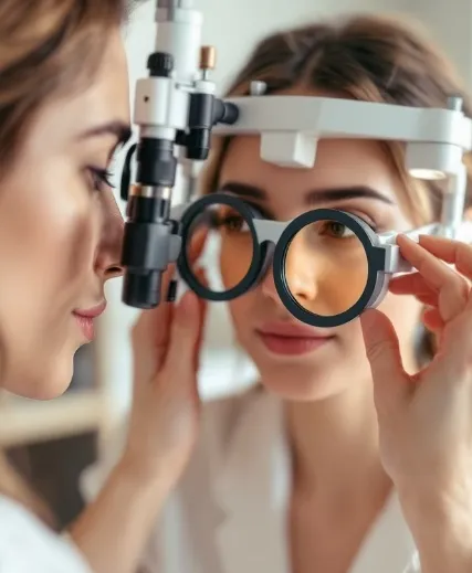 드림렌즈 착용기간 - 전문가가 진단을 하고 있는 이미지