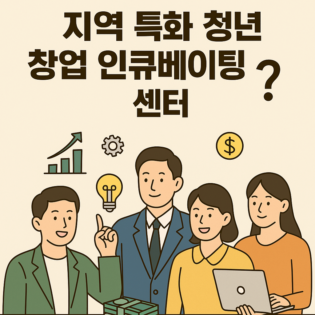 지역 특화 청년 창업 인큐베이팅 소개 문구와 사람들이 모여 있는 이미지