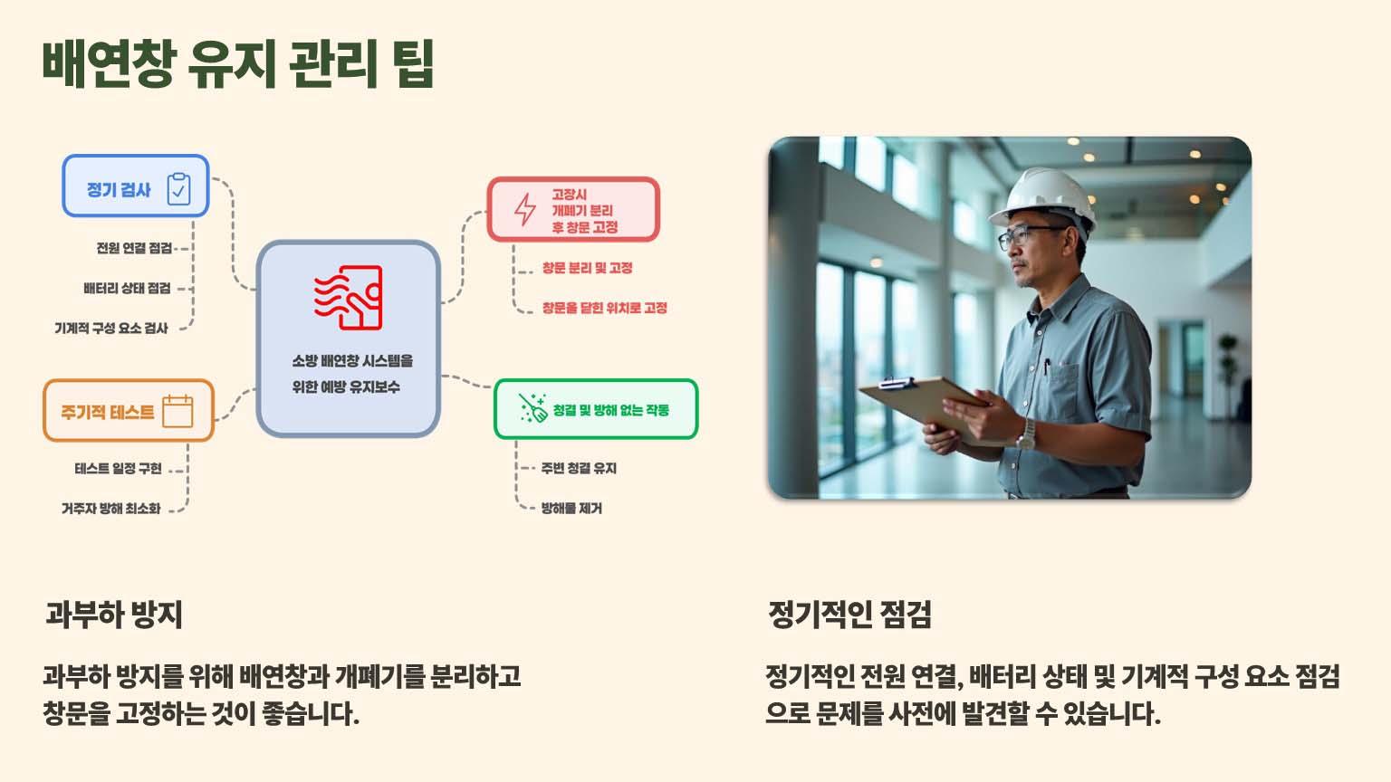 배연창 개폐기 유지 관리 정보 입니다.