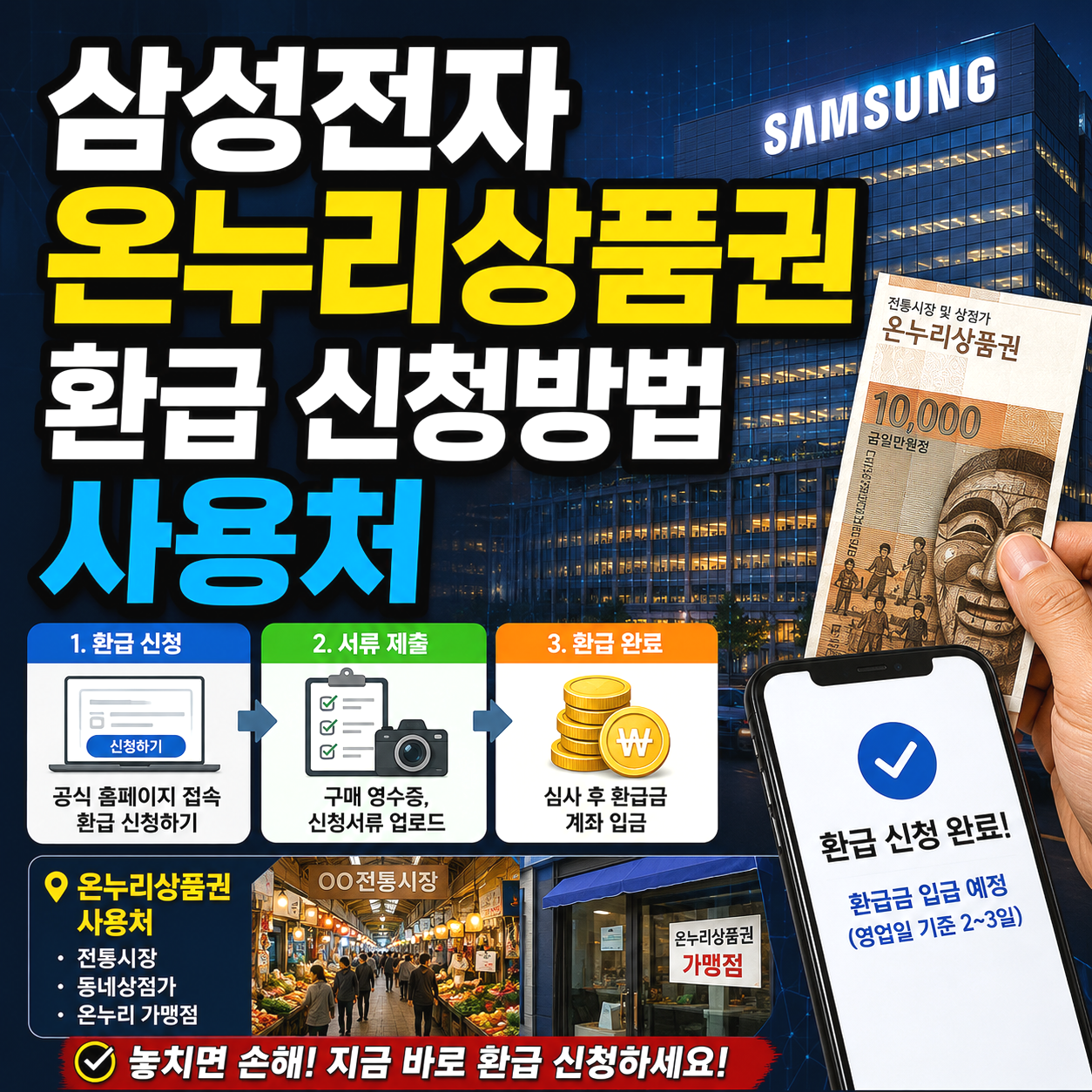 삼성전자 온누리상품권 환급 신청방법 사용처